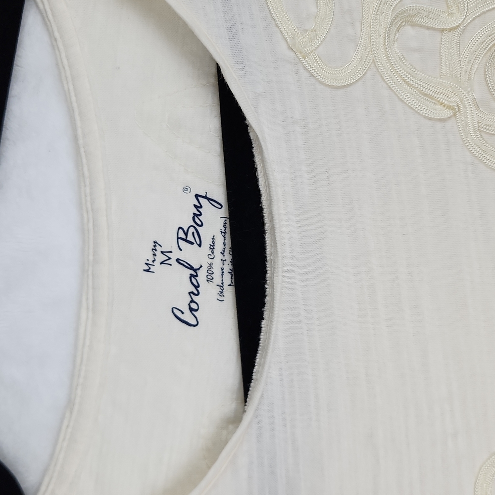 Coral Bay Women's Short Sleeve Top Ivory Size Medium cz108 - Picture 5 of 11